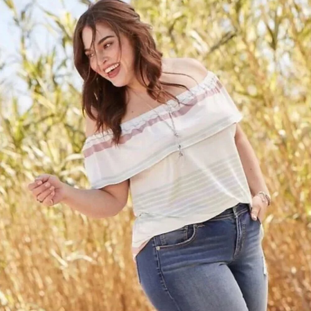 Maurices Cottagecore White Off Shoulder Blouse 2X